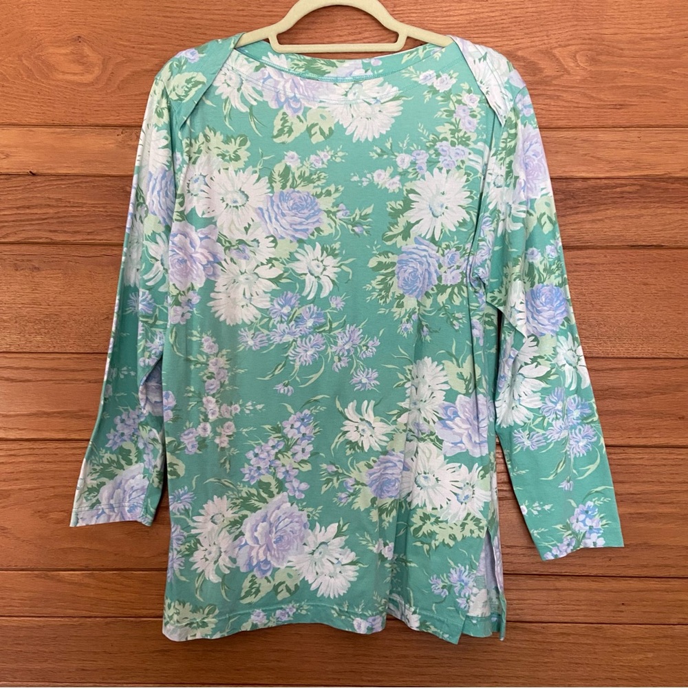 Vintage 90s Laura Ashley Made in Italy green floral cotton top
